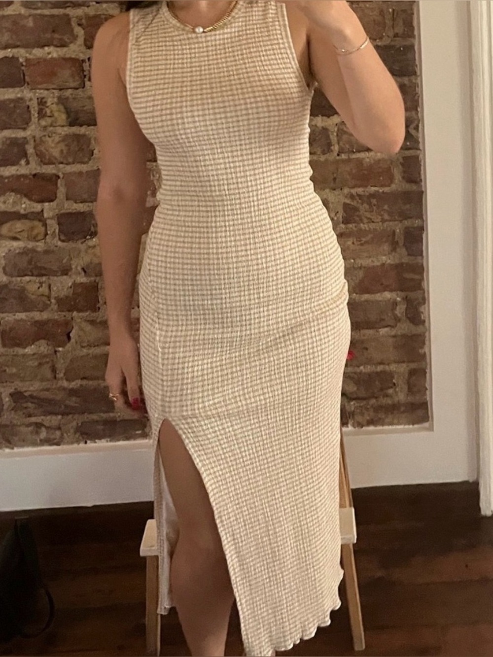Aritzia Wilfred Gingham Verona Midi Dress